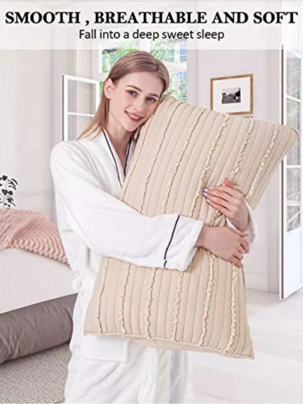 Beige Ruched Decorative Pillow - Home Bedding